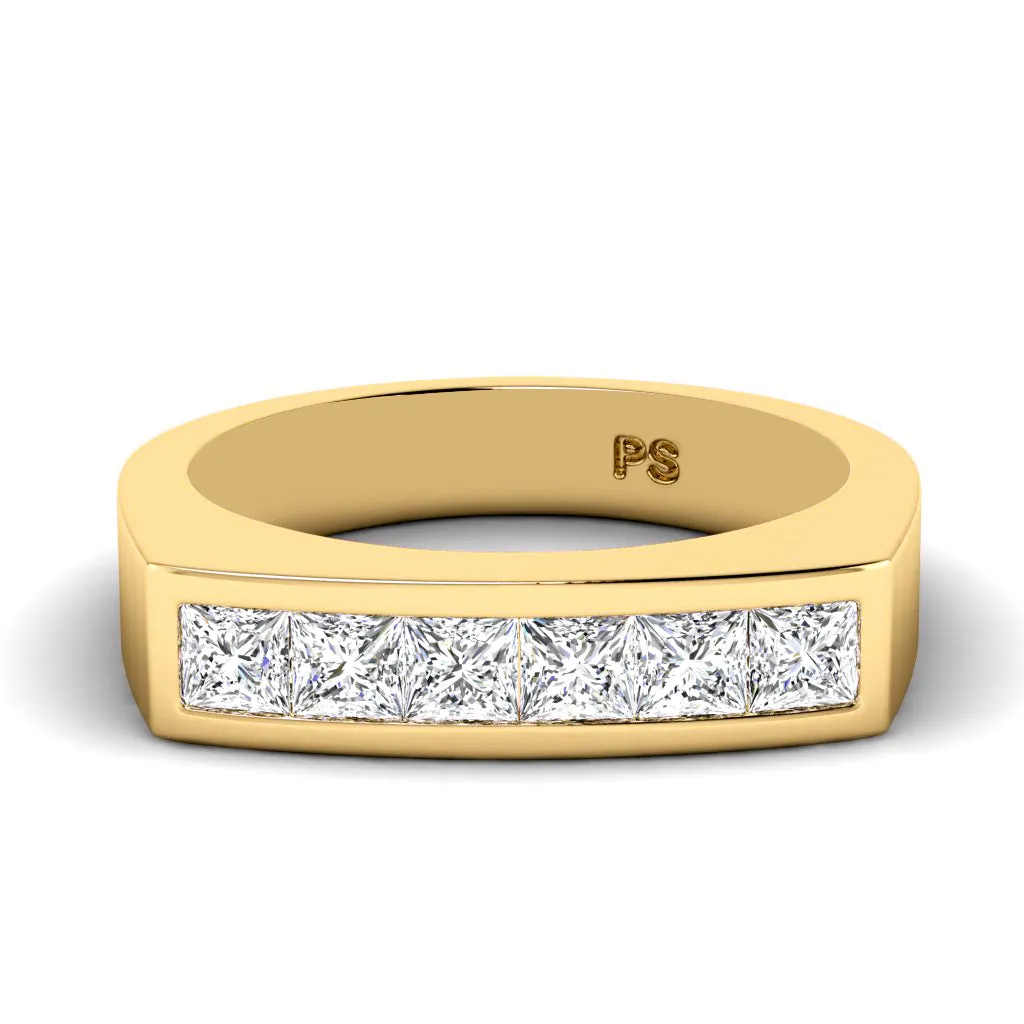 1.00 CT Princess Cut Diamonds - Mens Wedding Band