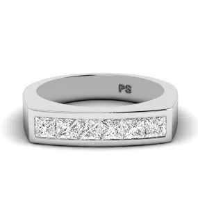 1.00 CT Princess Cut Diamonds - Mens Wedding Band