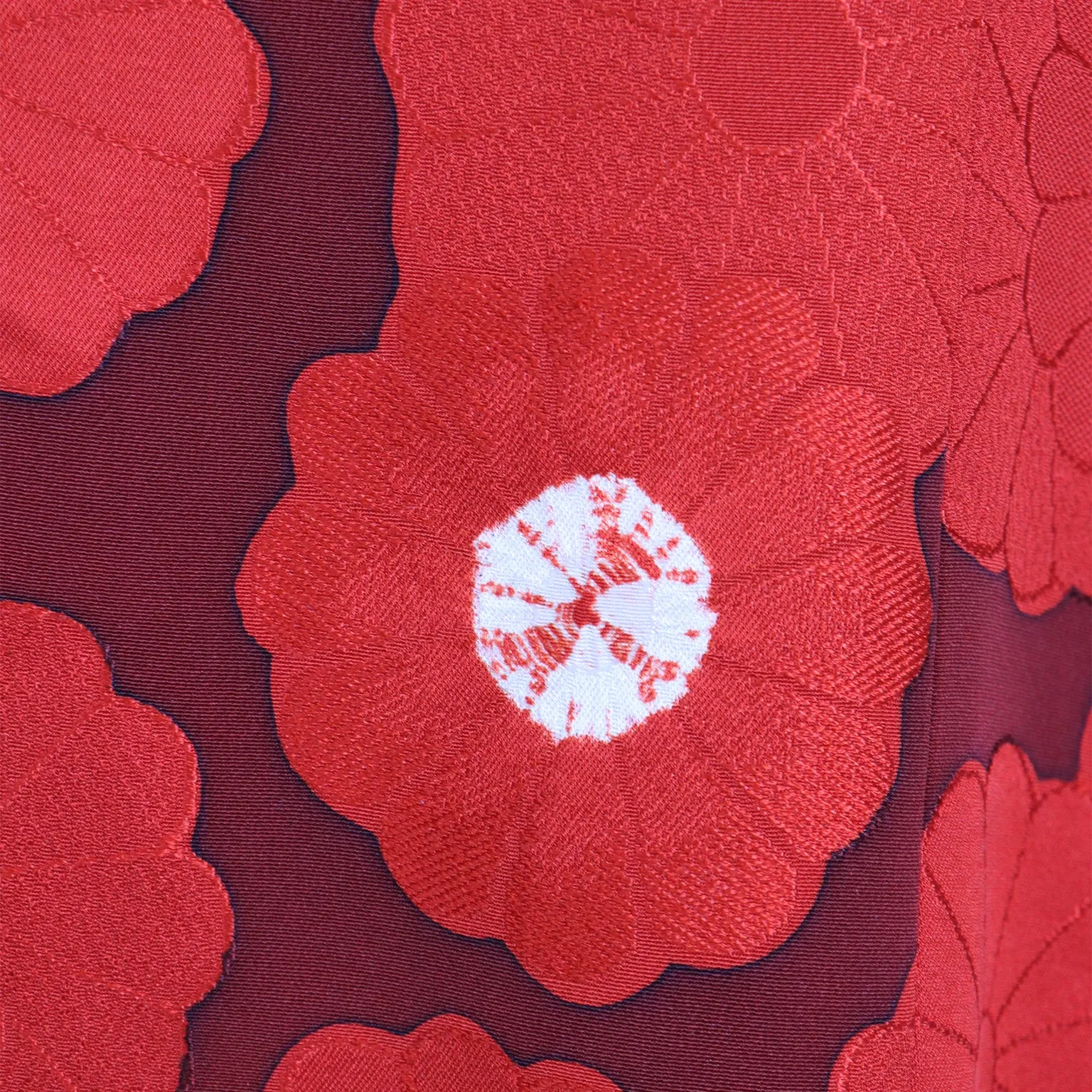 1960s Japanese Vintage Red Floral Silk Michiyuki Haori Jacket