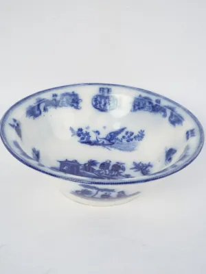 19th-century Blue & white salad bowl - D. Johnston & Cie, Bordeaux 12¼"