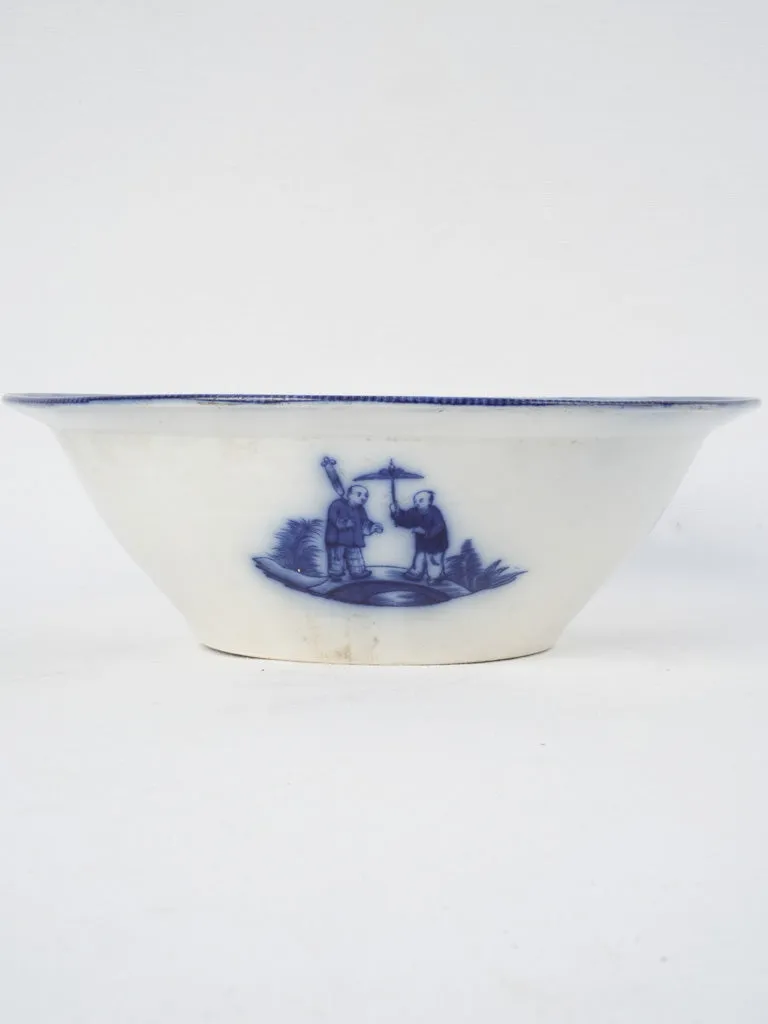 19th-century Blue & white salad bowl - D. Johnston & Cie, Bordeaux 12¼"