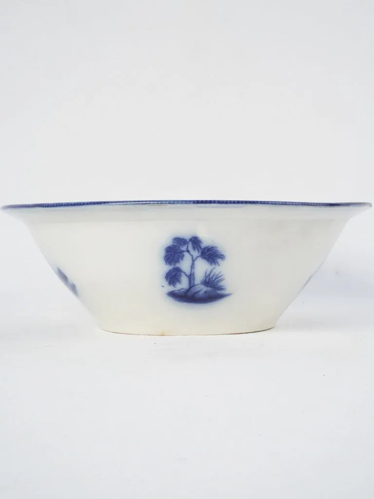 19th-century Blue & white salad bowl - D. Johnston & Cie, Bordeaux 12¼"