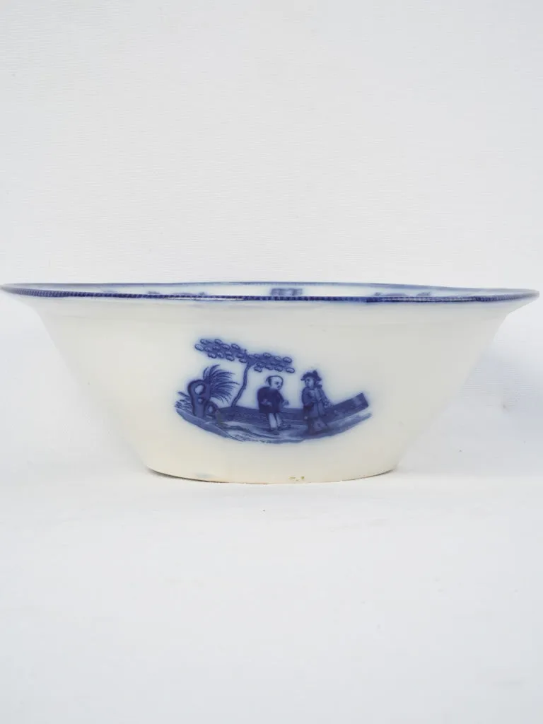 19th-century Blue & white salad bowl - D. Johnston & Cie, Bordeaux 12¼"