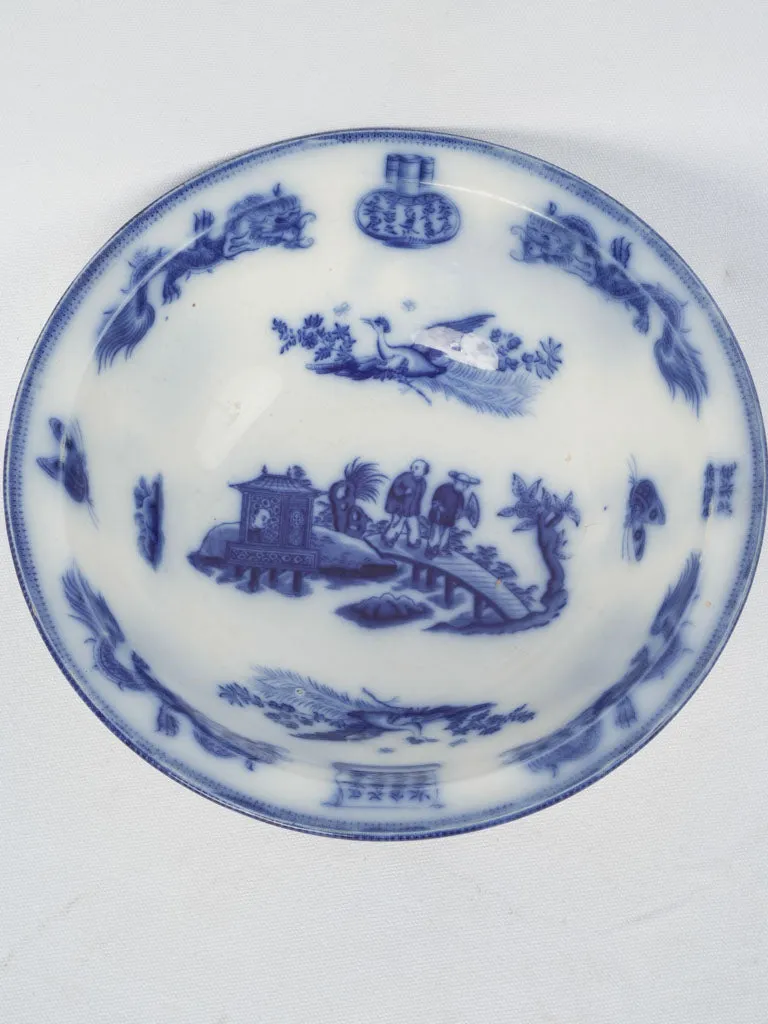 19th-century Blue & white salad bowl - D. Johnston & Cie, Bordeaux 12¼"