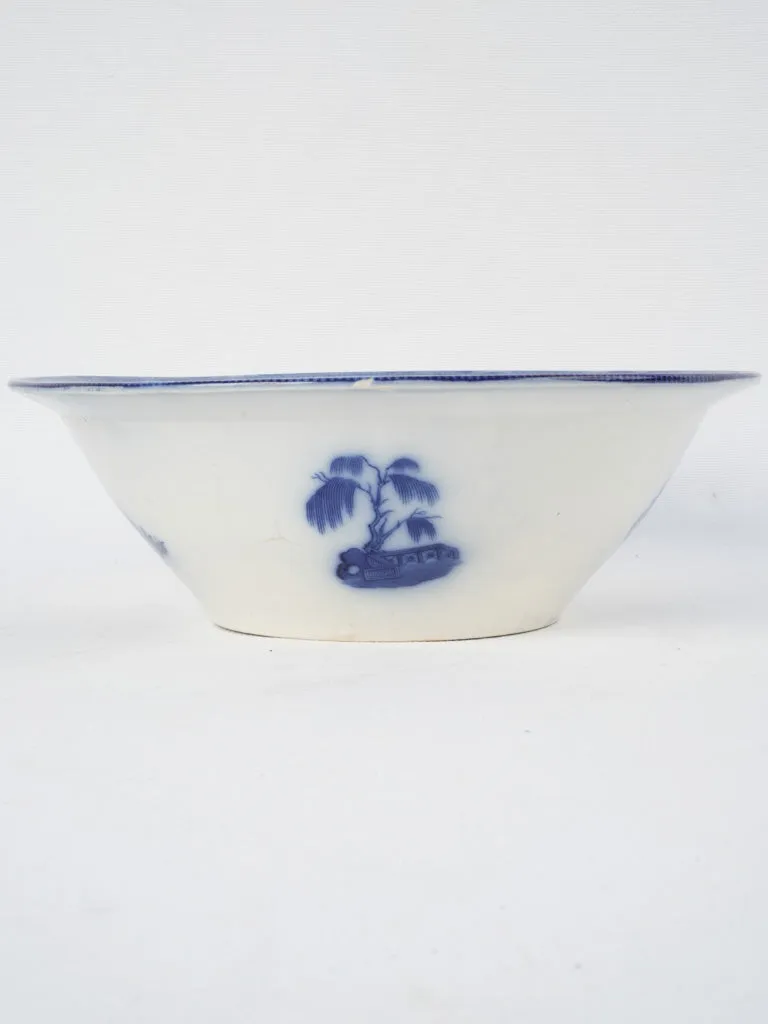 19th-century Blue & white salad bowl - D. Johnston & Cie, Bordeaux 12¼"