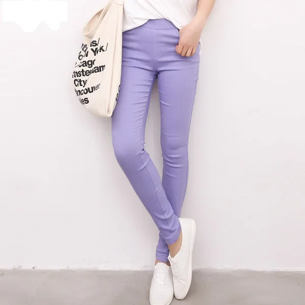 2015 New Fashion Womens Spring Autumn Casual Skinny Jeans Leggings Woven Slim High Elastic Denim Pencil Pants Pocket For Women