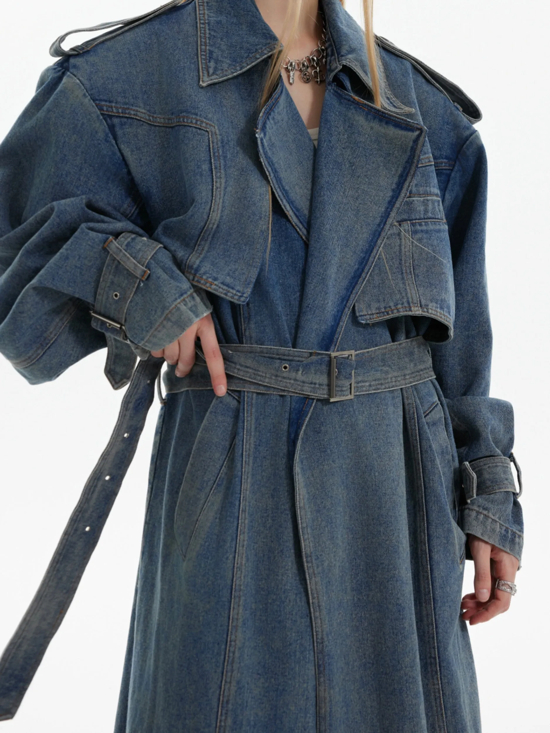 【24s Oct.】Double Breasted Denim Trench Coat