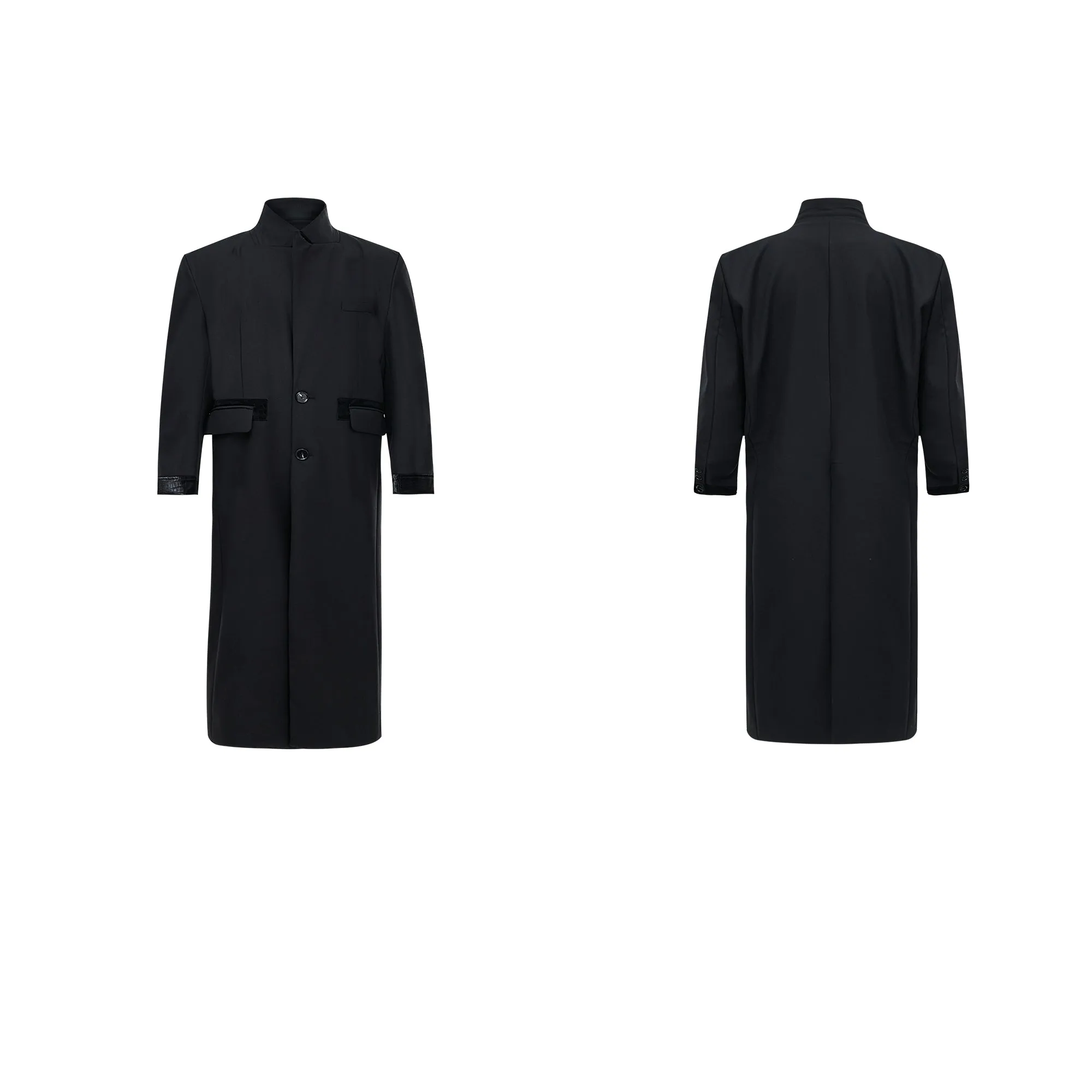 【24s Sep.】Black PU Long Trench Coat