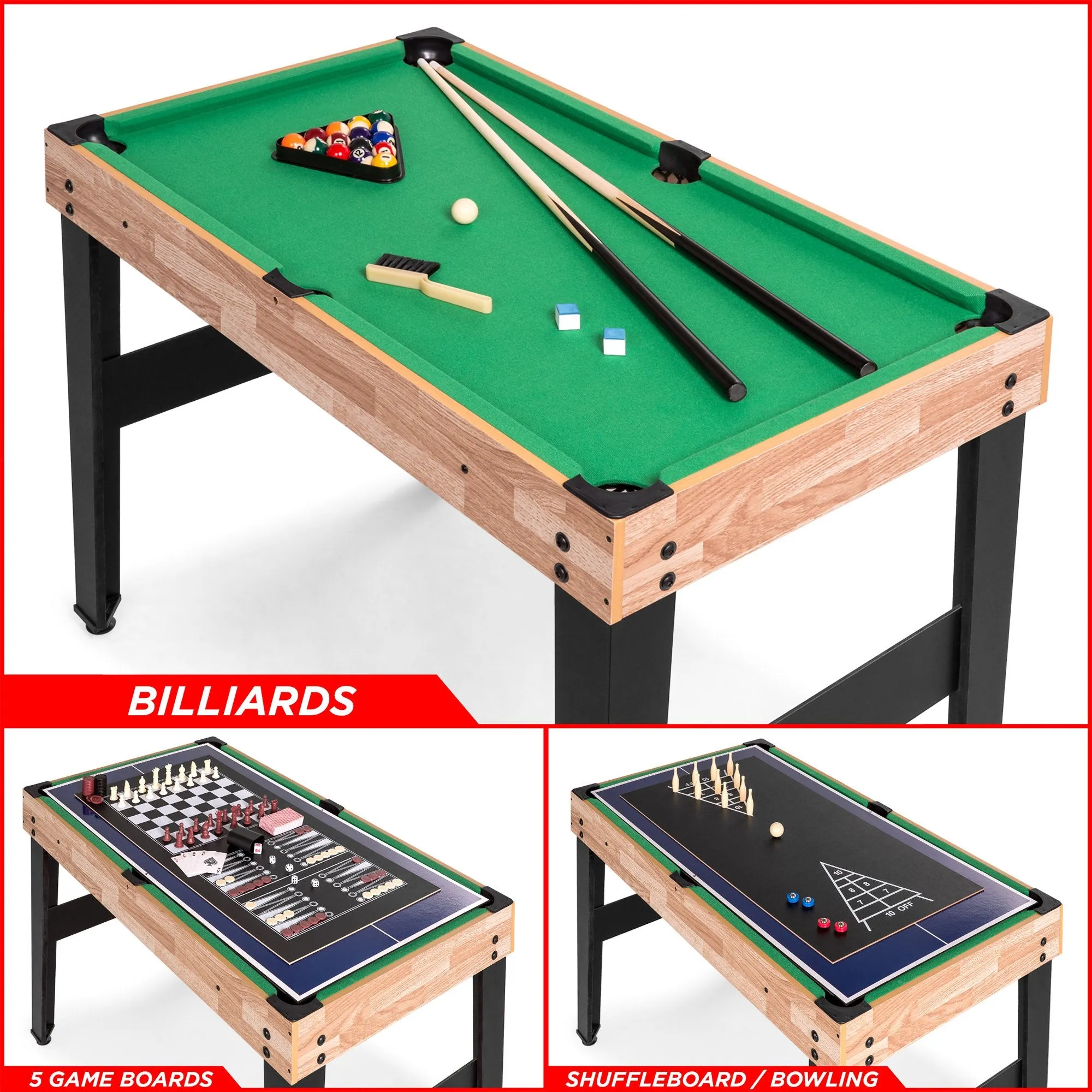 2x4ft 10-in-1 Combo Game Table Set w/ Billiards, Foosball, Ping Pong, & More