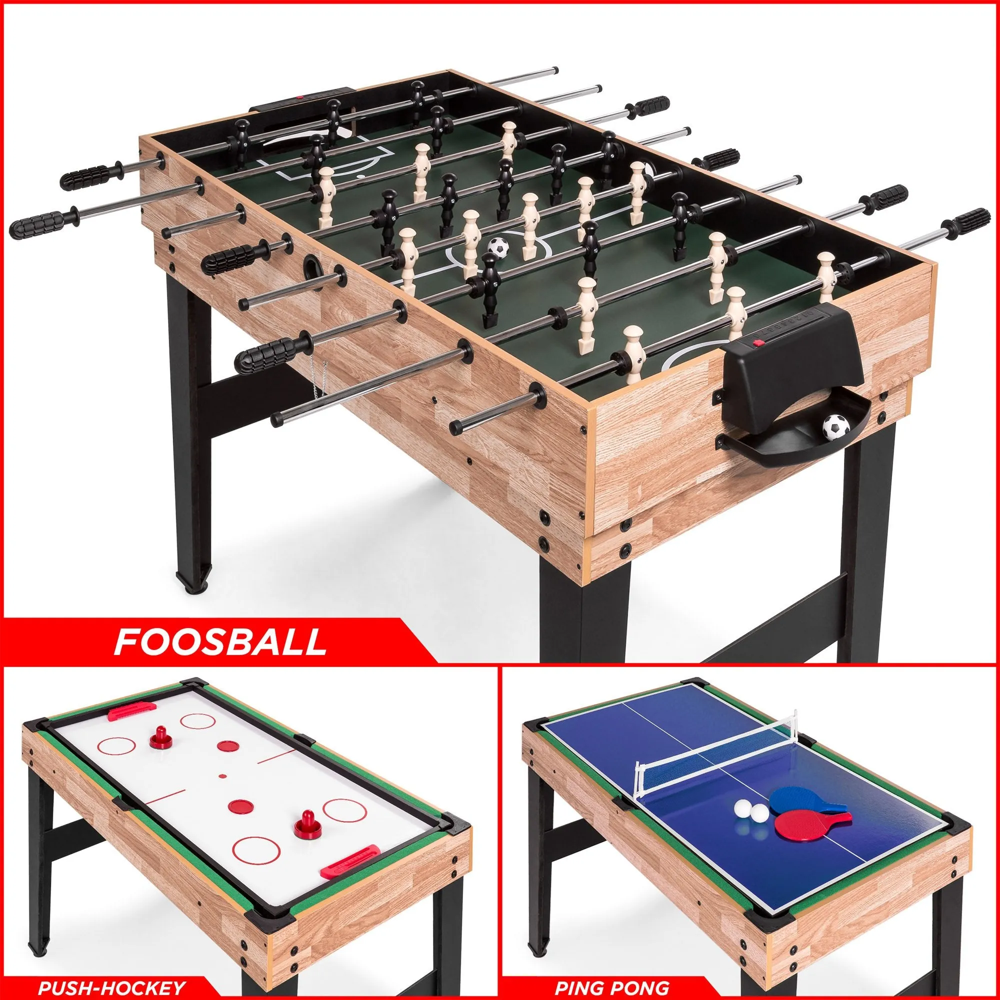 2x4ft 10-in-1 Combo Game Table Set w/ Billiards, Foosball, Ping Pong, & More