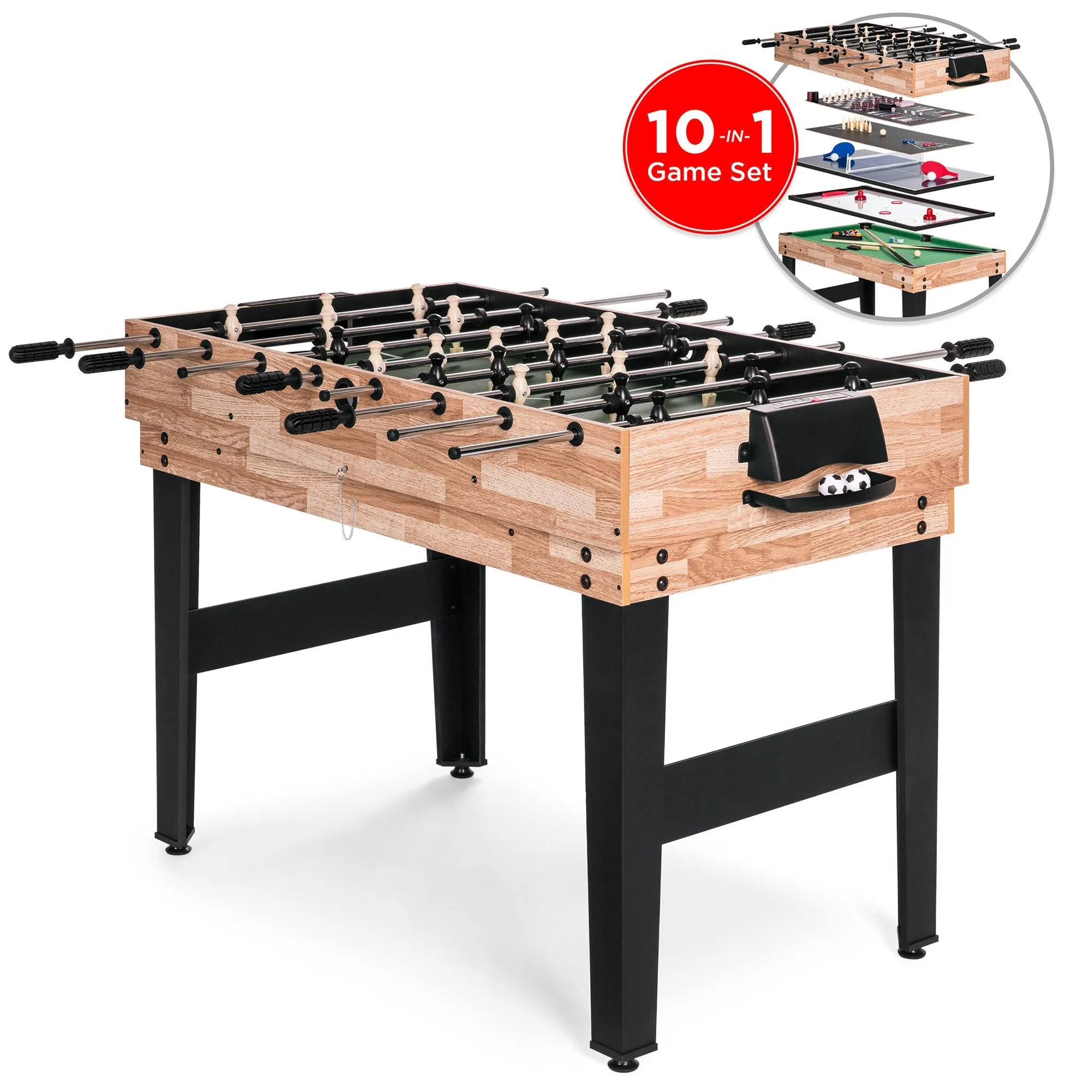 2x4ft 10-in-1 Combo Game Table Set w/ Billiards, Foosball, Ping Pong, & More