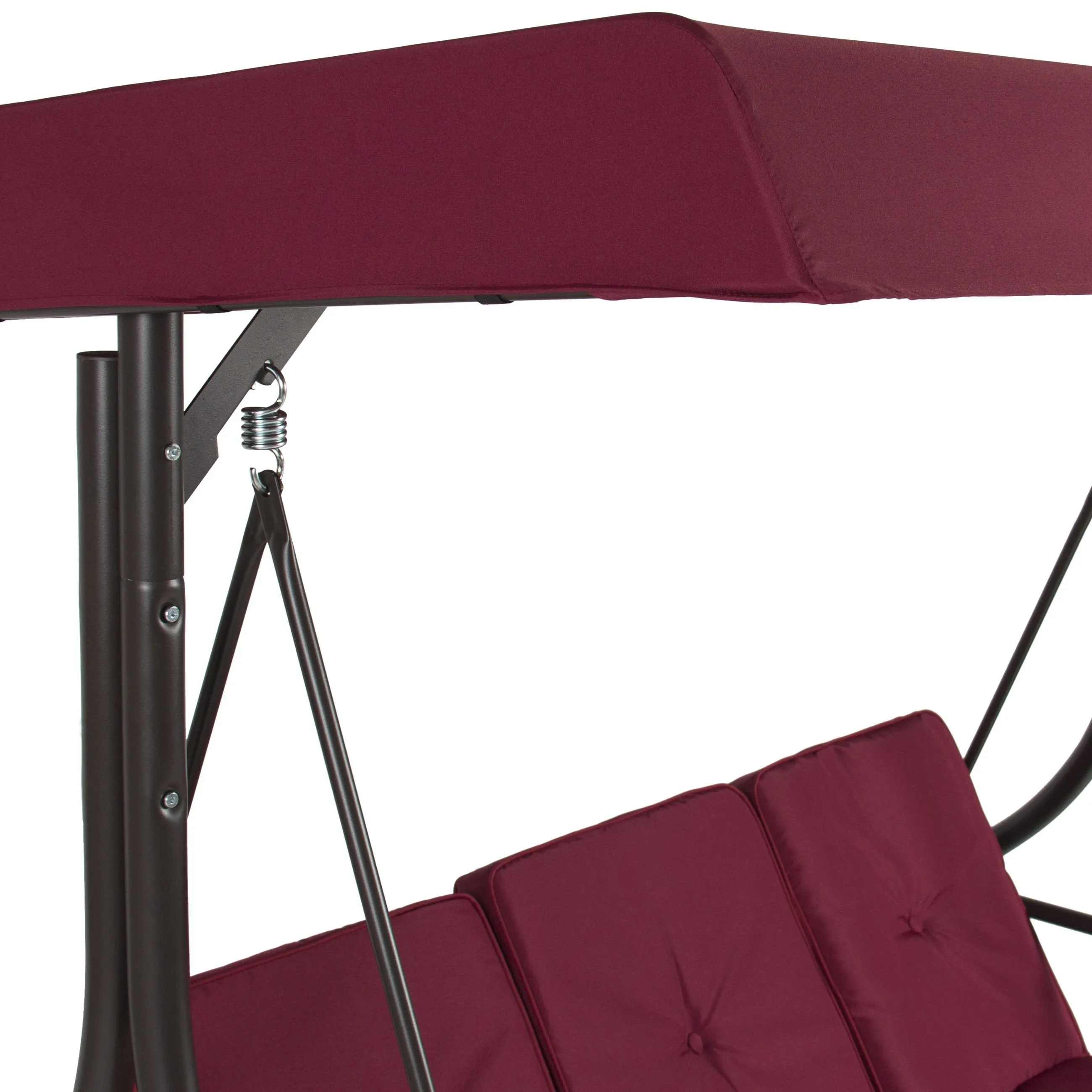 3-Seat Outdoor Canopy Swing Glider Furniture w/ Convertible Flatbed Backrest