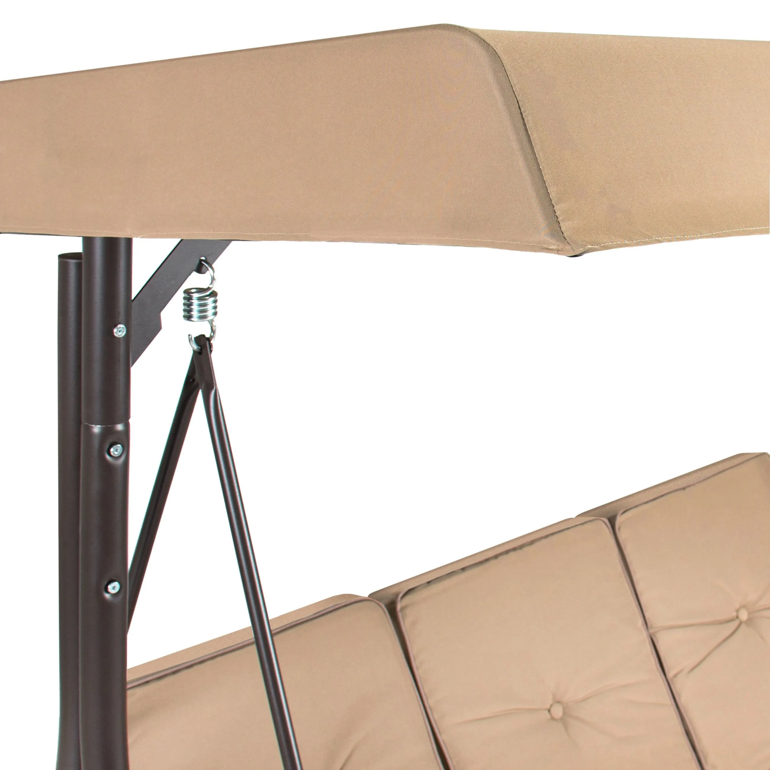 3-Seat Outdoor Canopy Swing Glider Furniture w/ Convertible Flatbed Backrest