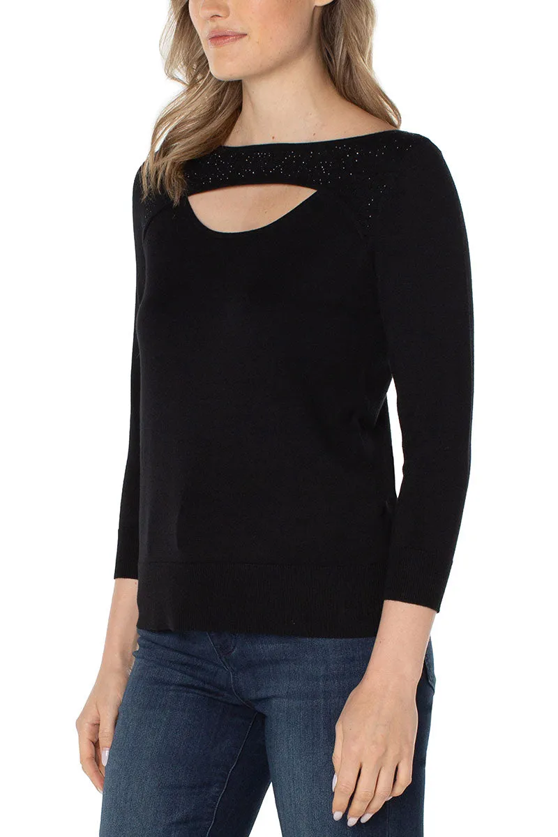 3/4 Sleeve Sweater W/Rhinestones