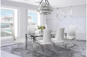 7 Piece Porfirio Dining Set with Shirelle Chair in White Leather