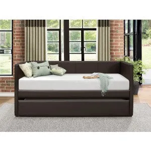 Adra Contemporary Dark Brown Trundle Bed