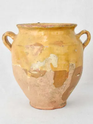 Antique French confit pot with ocher glaze 9½"