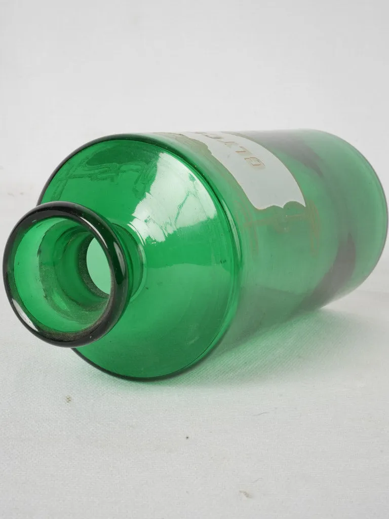 Antique French Glycerine apothecary jar - green 10¼"