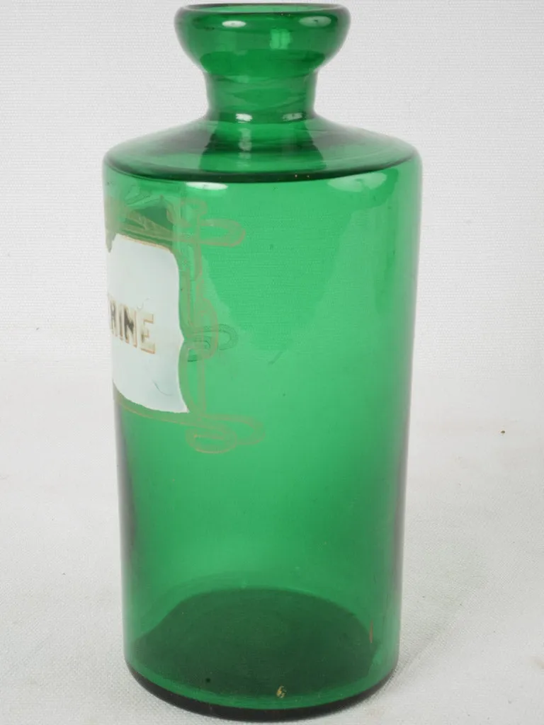 Antique French Glycerine apothecary jar - green 10¼"