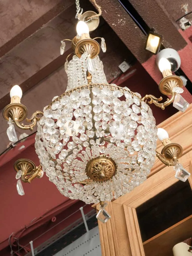 Antique French Montgolfier chandelier - 6 lights 36½" x 26"