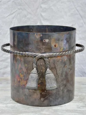 Antique silver plate ice bucket with tie