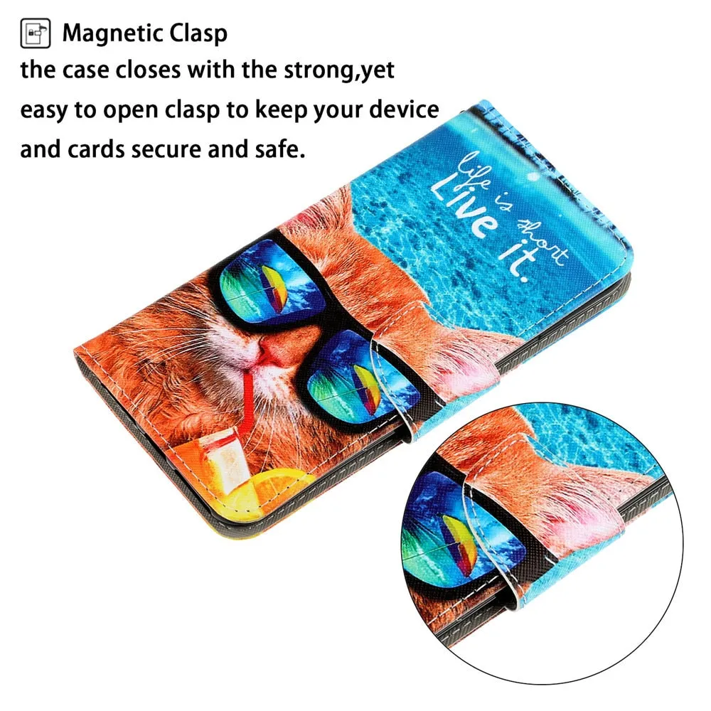 Anymob Samsung Raincoat Kitty Magnetic Flip Wallet Case Painted Leather Phone Cover