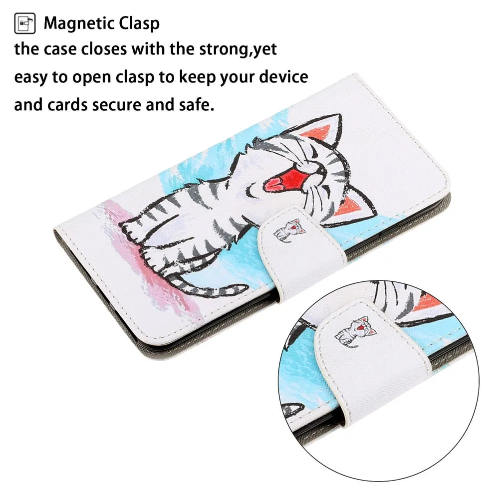 Anymob Samsung Raincoat Kitty Magnetic Flip Wallet Case Painted Leather Phone Cover