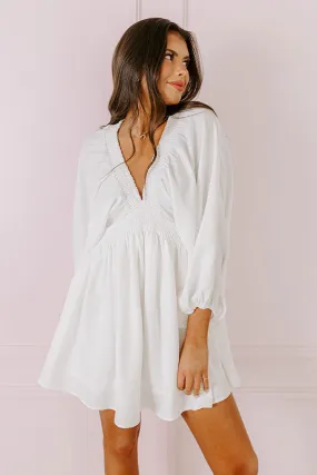 Around The Block Babydoll Dress In White