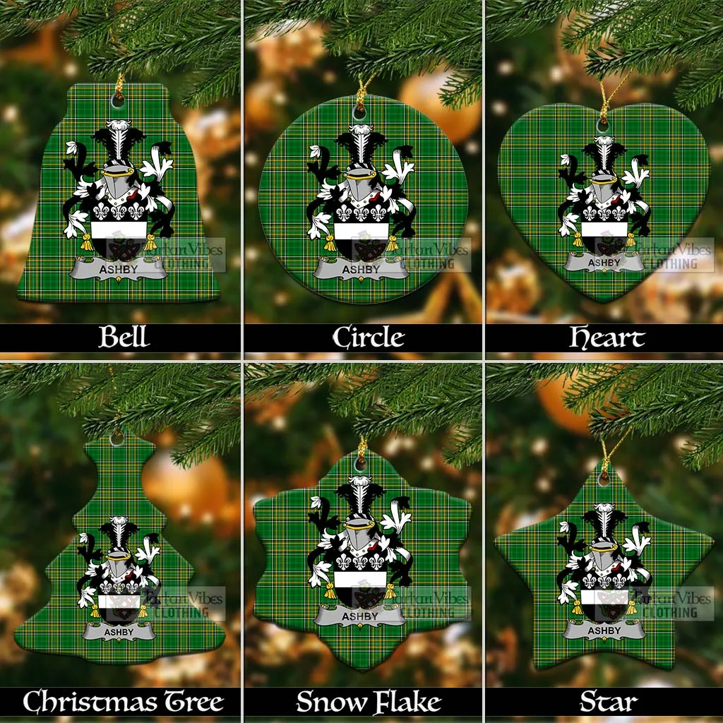 Ashby Irish Clan Tartan Christmas Ceramic Ornament with Coat of Arms