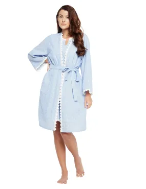 Audre Cotton Jacquard Lace Kimono Robe