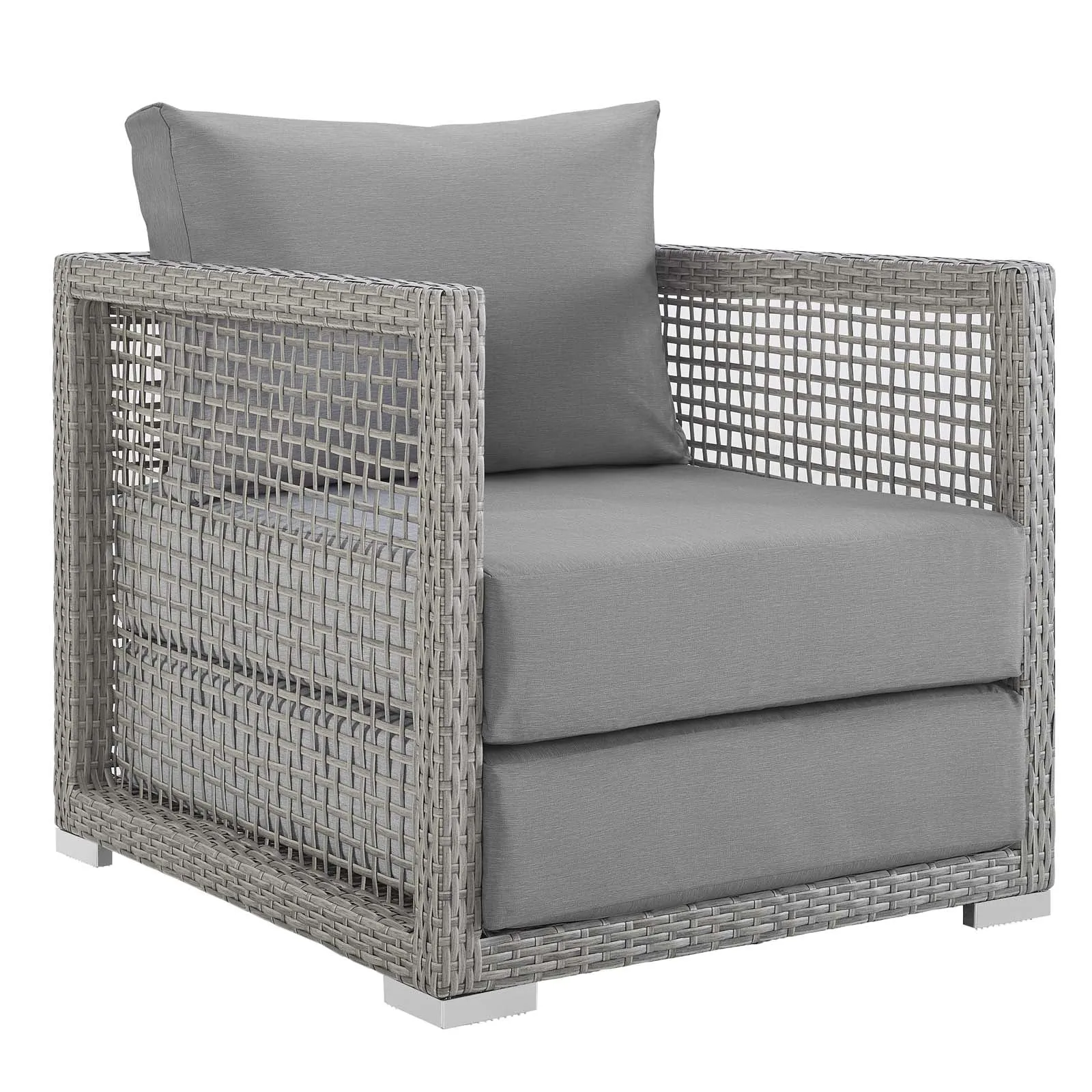 Aura 3 Piece Outdoor Patio Wicker Rattan Set Gray Gray EEI-3599-GRY-GRY-SET