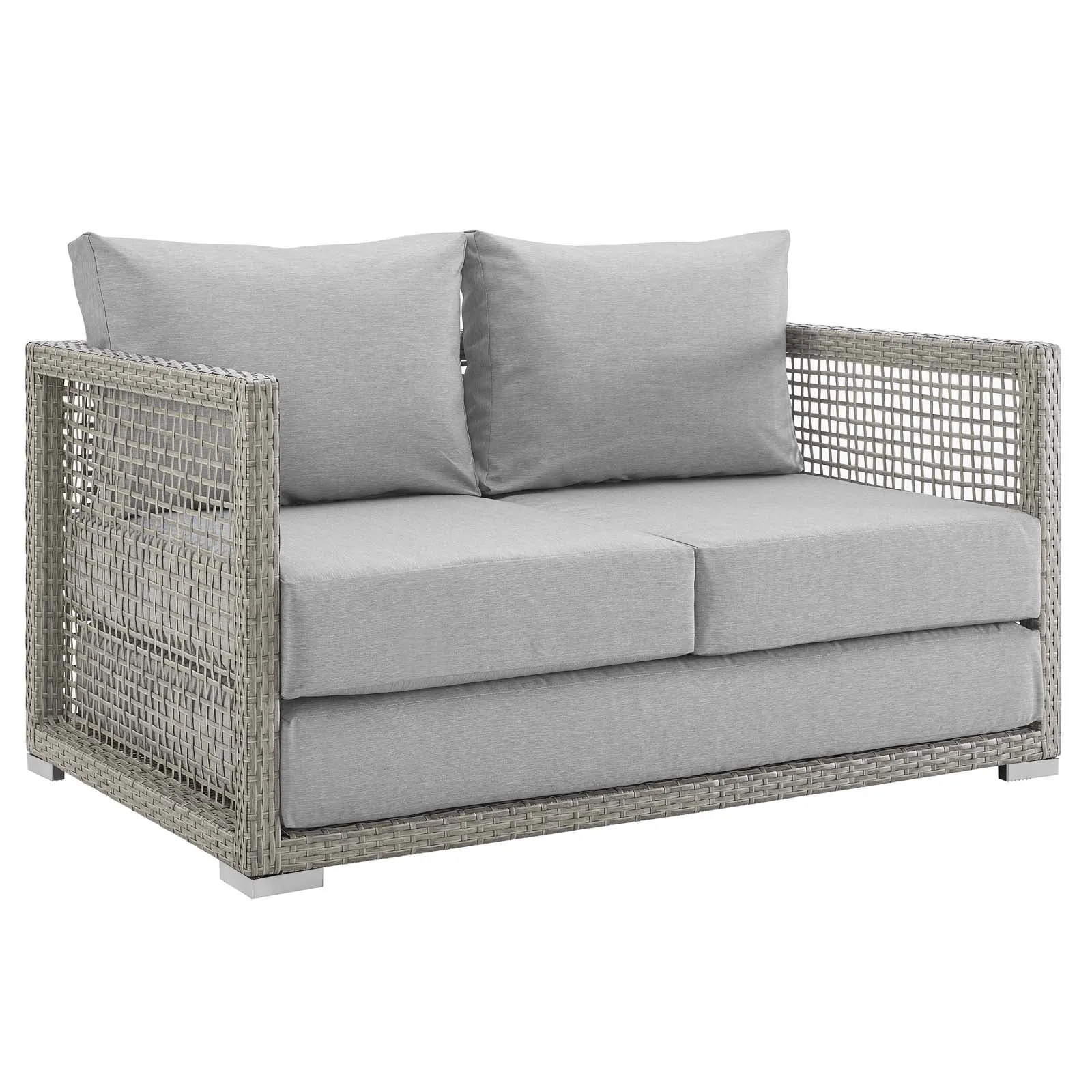 Aura 6 Piece Outdoor Patio Wicker Rattan Set Gray Gray EEI-3559-GRY-GRY-SET