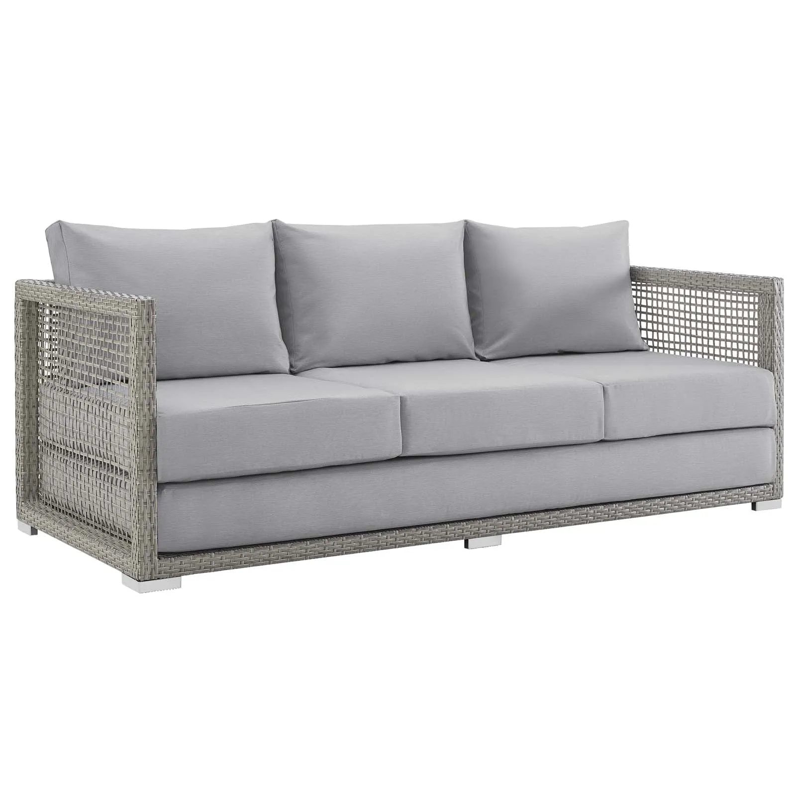 Aura 6 Piece Outdoor Patio Wicker Rattan Set Gray Gray EEI-3559-GRY-GRY-SET