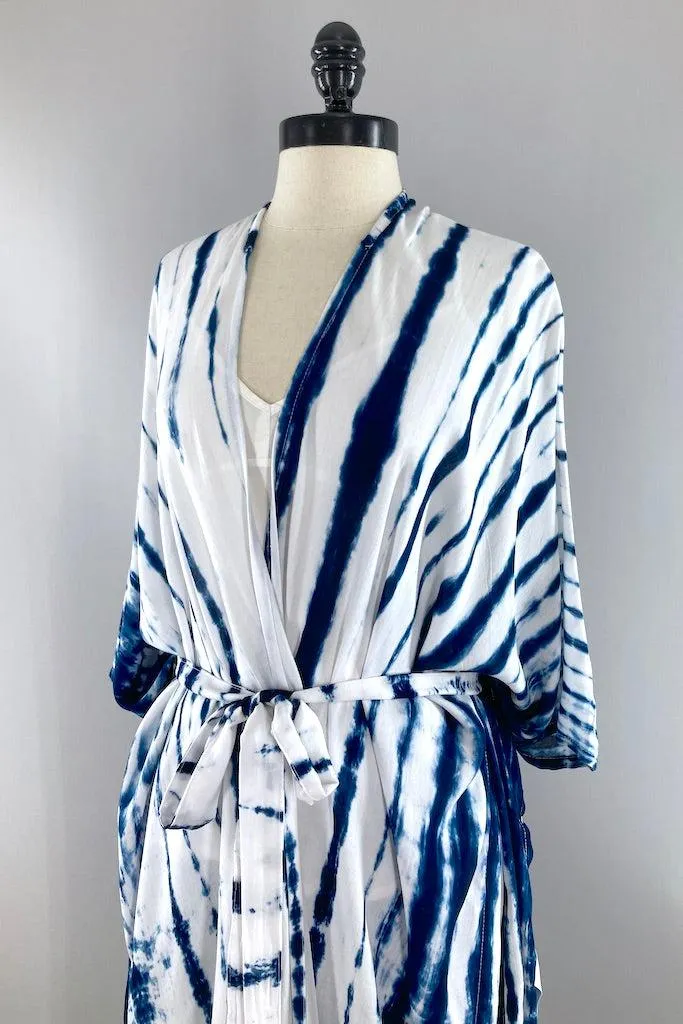 Bali Shibori - White Kimono Robe