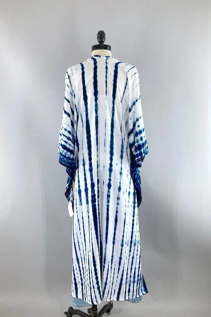 Bali Shibori - White Kimono Robe