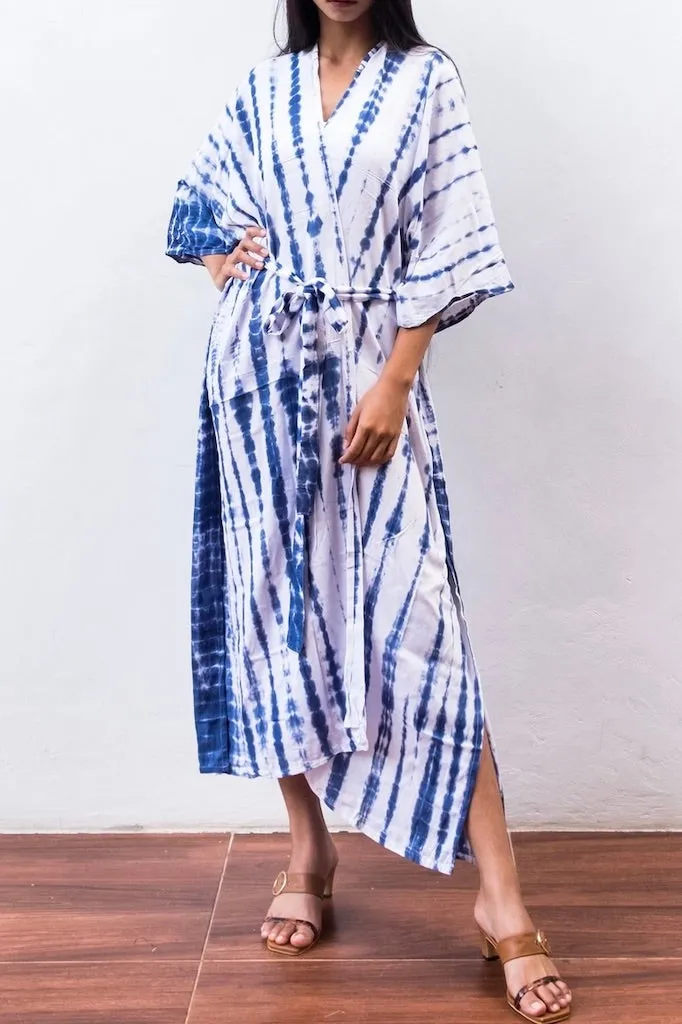 Bali Shibori - White Kimono Robe