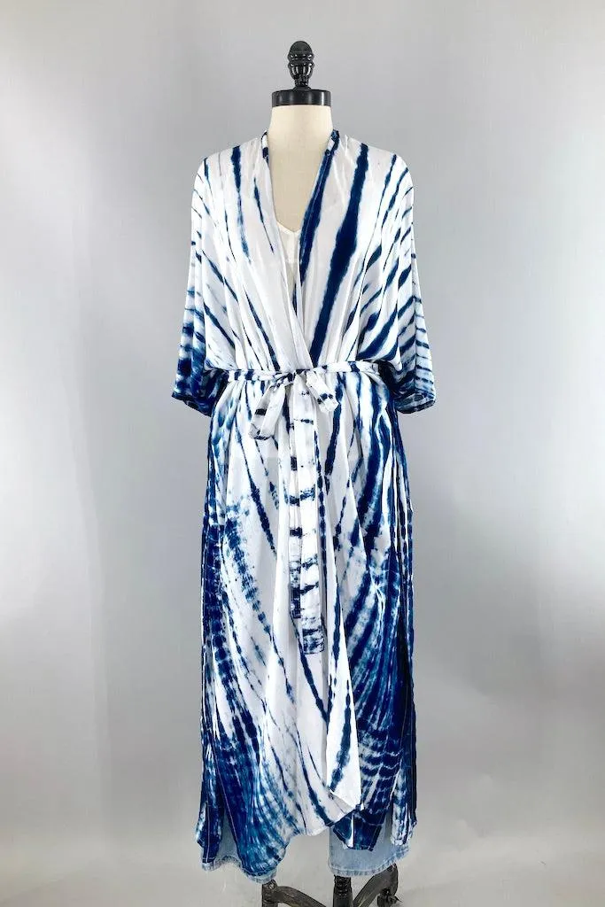 Bali Shibori - White Kimono Robe