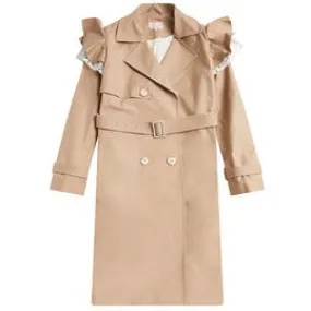 BAPY RUFFLE LACE-TRIMMED TRENCH COAT LADIES