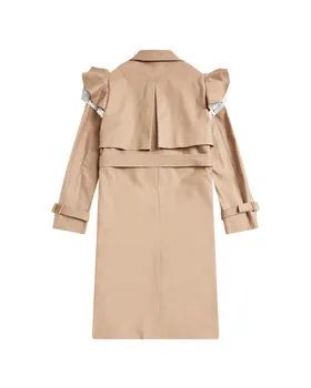 BAPY RUFFLE LACE-TRIMMED TRENCH COAT LADIES