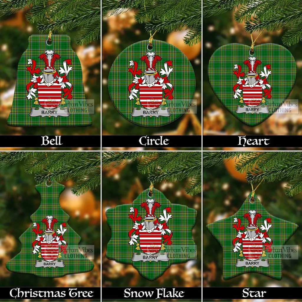 Barry Irish Clan Tartan Christmas Ceramic Ornament with Coat of Arms