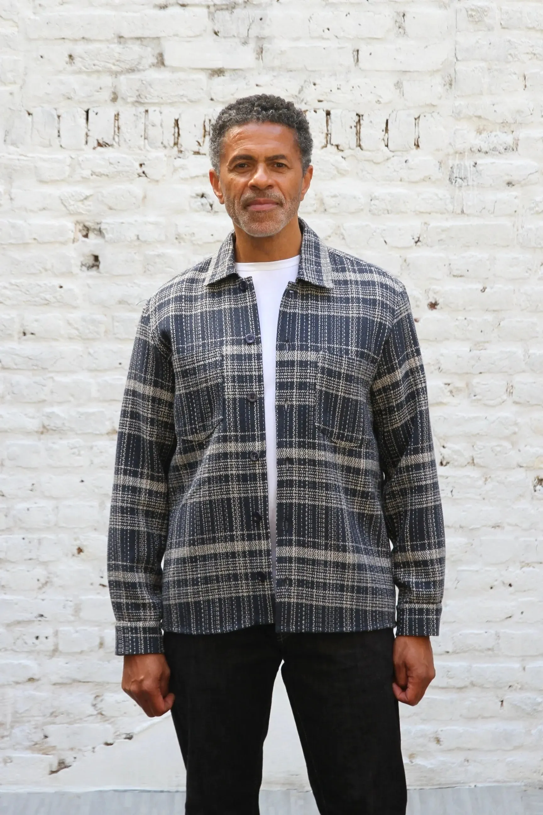 Bart Overshirt - Navy Ecru Check