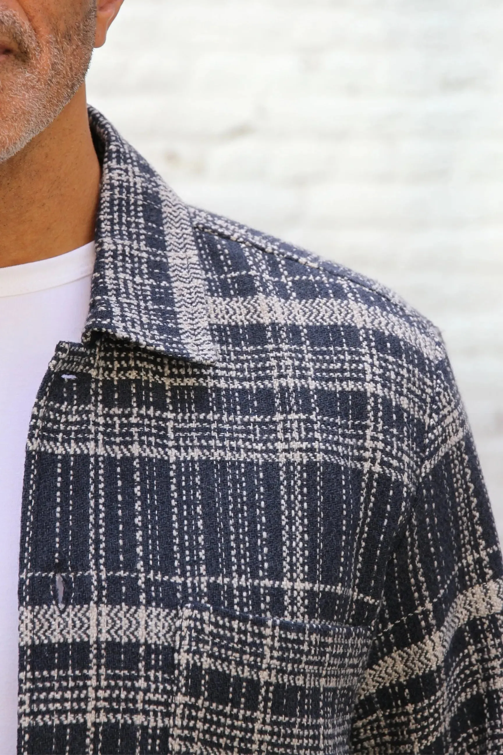 Bart Overshirt - Navy Ecru Check