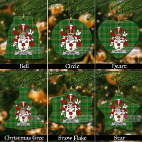 Barton Irish Clan Tartan Christmas Ceramic Ornament with Coat of Arms