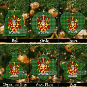 Bateman Irish Clan Tartan Christmas Ceramic Ornament with Coat of Arms