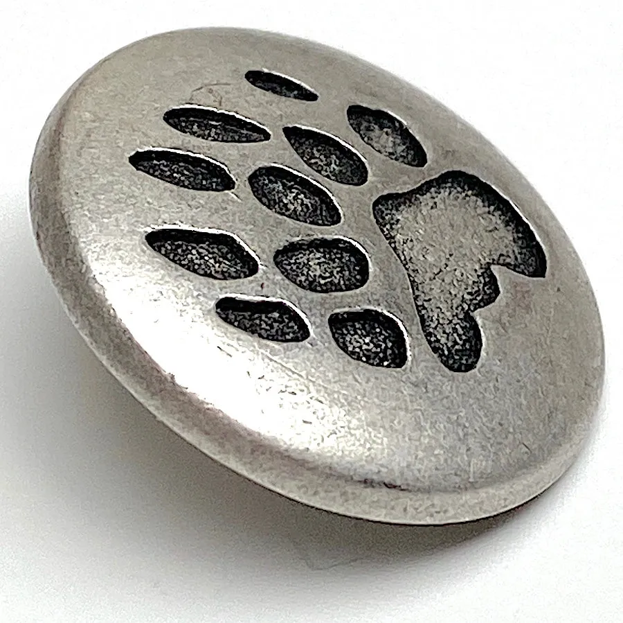 Bear Paw Button, 13/16" Silver, 21mm, Shank Back  # FJ-113