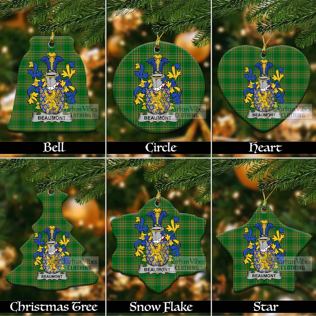 Beaumont Irish Clan Tartan Christmas Ceramic Ornament with Coat of Arms