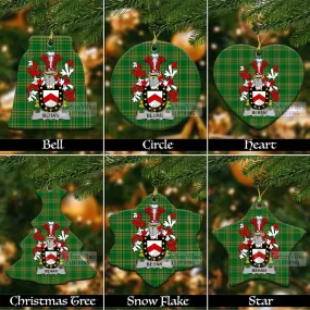 Behan Irish Clan Tartan Christmas Ceramic Ornament with Coat of Arms