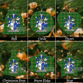 Bermingham Irish Clan Tartan Christmas Ceramic Ornament with Coat of Arms