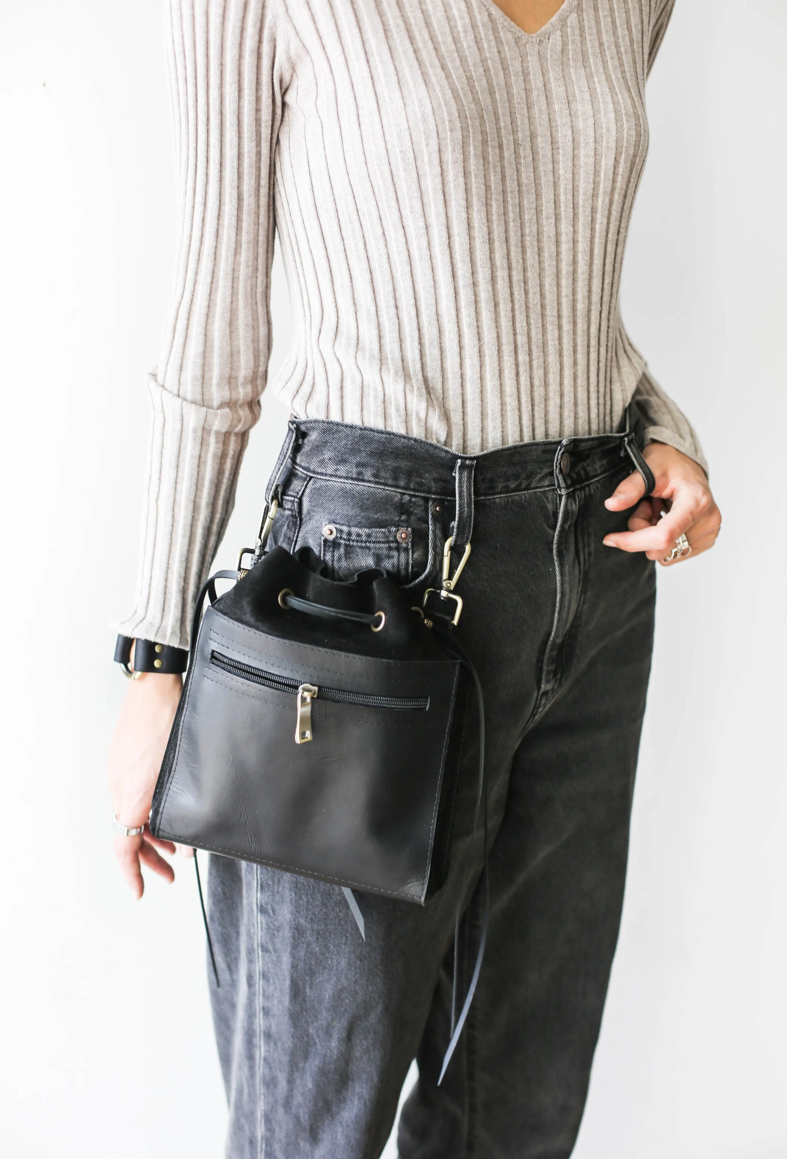 Black Designer Mini Bag -  Small Leather Bag