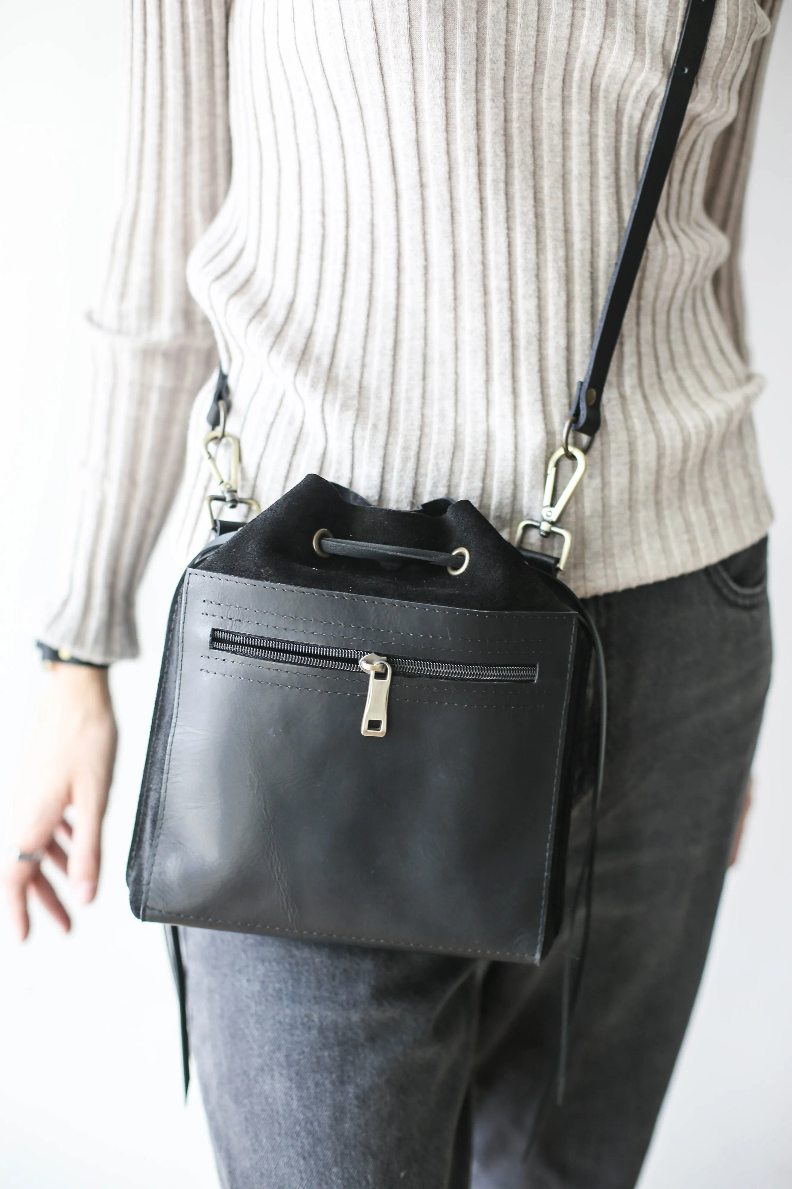 Black Designer Mini Bag -  Small Leather Bag